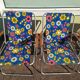 Lot de 4 chaise de camping pliante vintage bleu fleur
