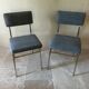 Pair of chrome and fabric chairs