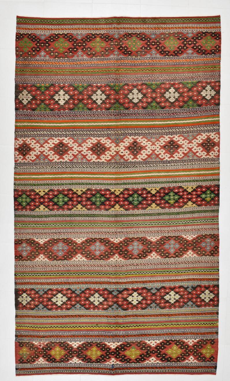 6x10 Striped Turkish Kilim Rug, 170x297Cm