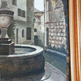 Oil on canvas Lainas Fontaine Saint Paul de Vence signed framed 72 X 62