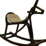 Midcentury bamboo rattan rocking horse 60's design children
