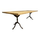 Table oak feet cast iron bistro