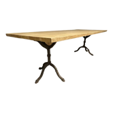 Table chêne pieds fonte bistrot