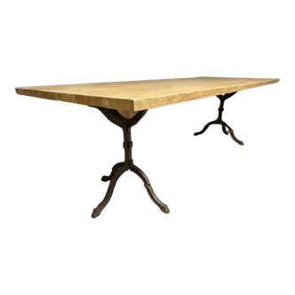 Table oak feet cast iron bistro