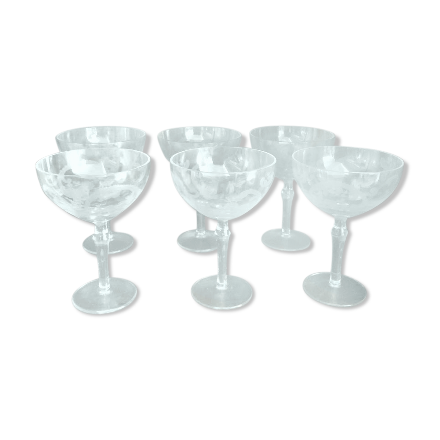 6 crystal champagne cups