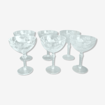 6 crystal champagne cups