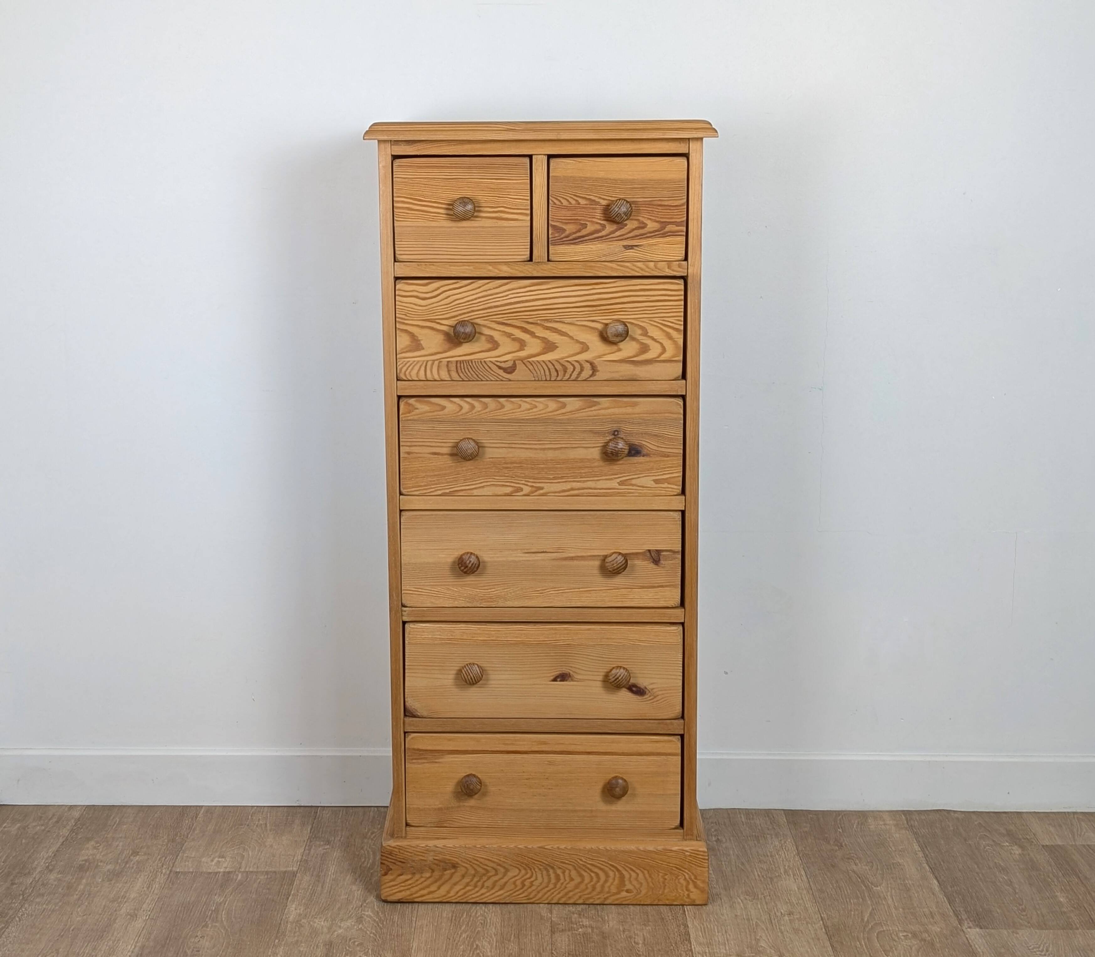 Pine chiffonier chest of drawers with 7 drawers