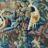 old tapestry with greenery and birds decoration