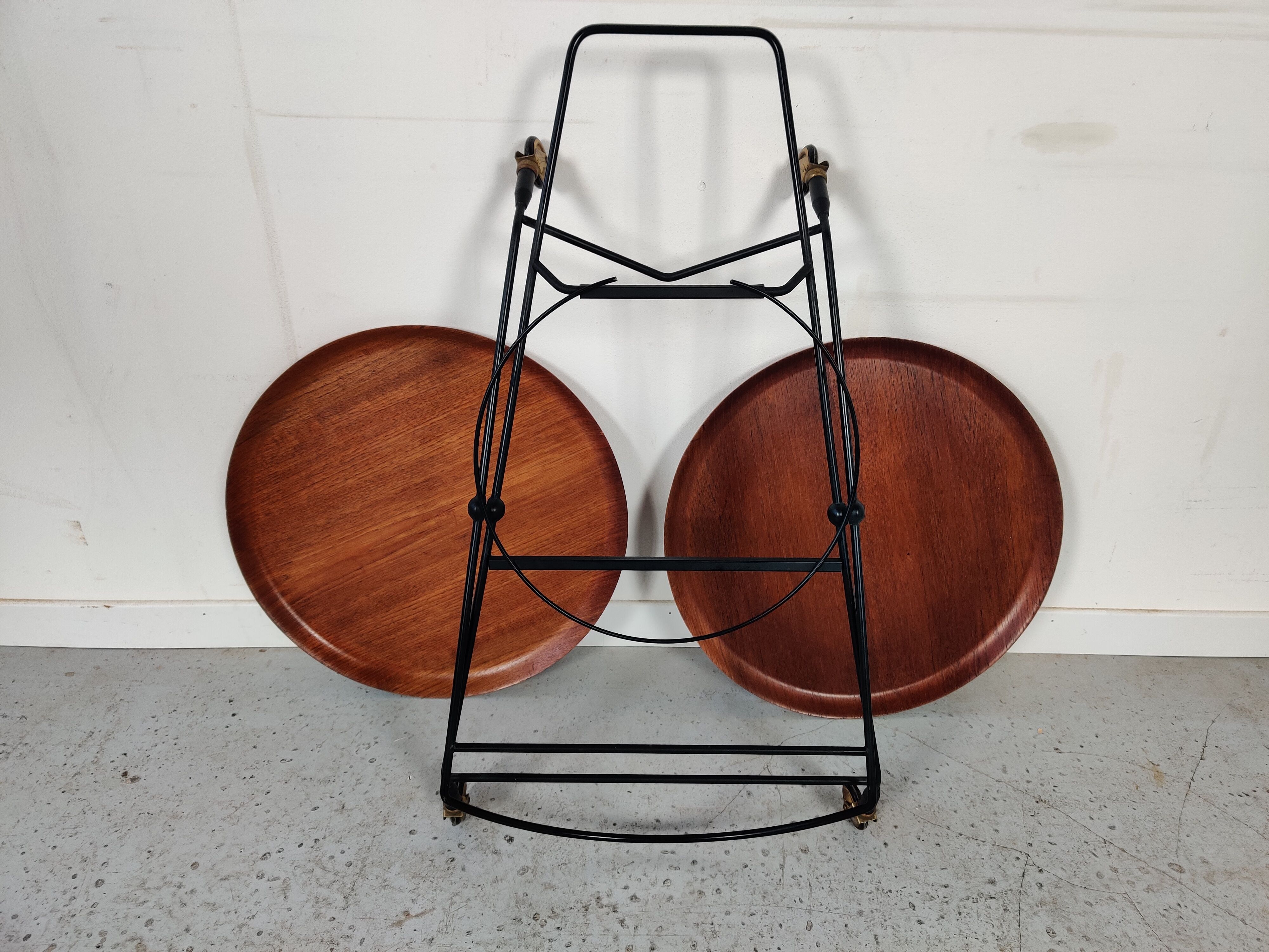 Scandinavian teak and metal dessert by Paul Nagel, Made in sweden 60s