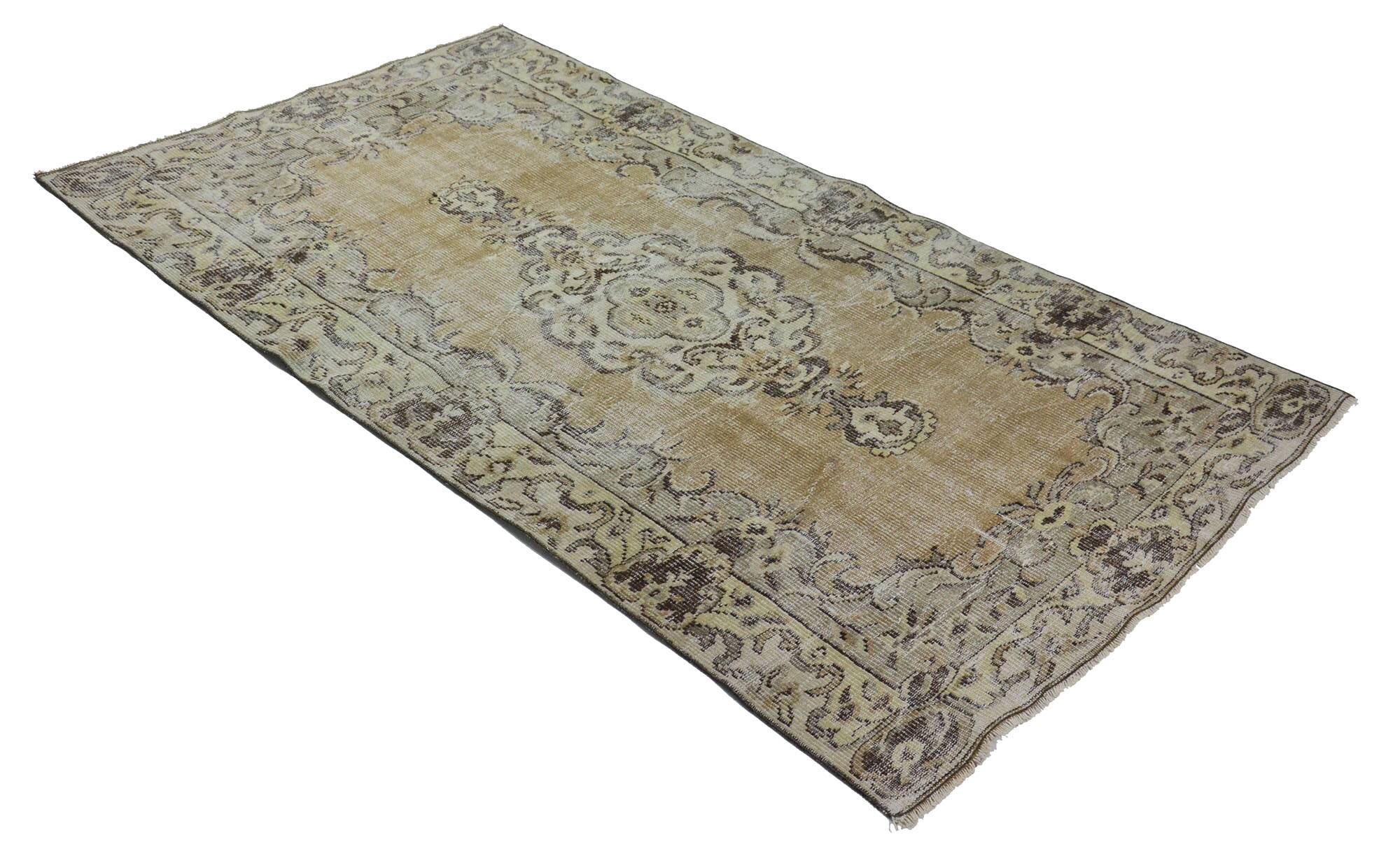 Turkish Anatolian Handmade Vintage Rug 255 cm x 145 cm