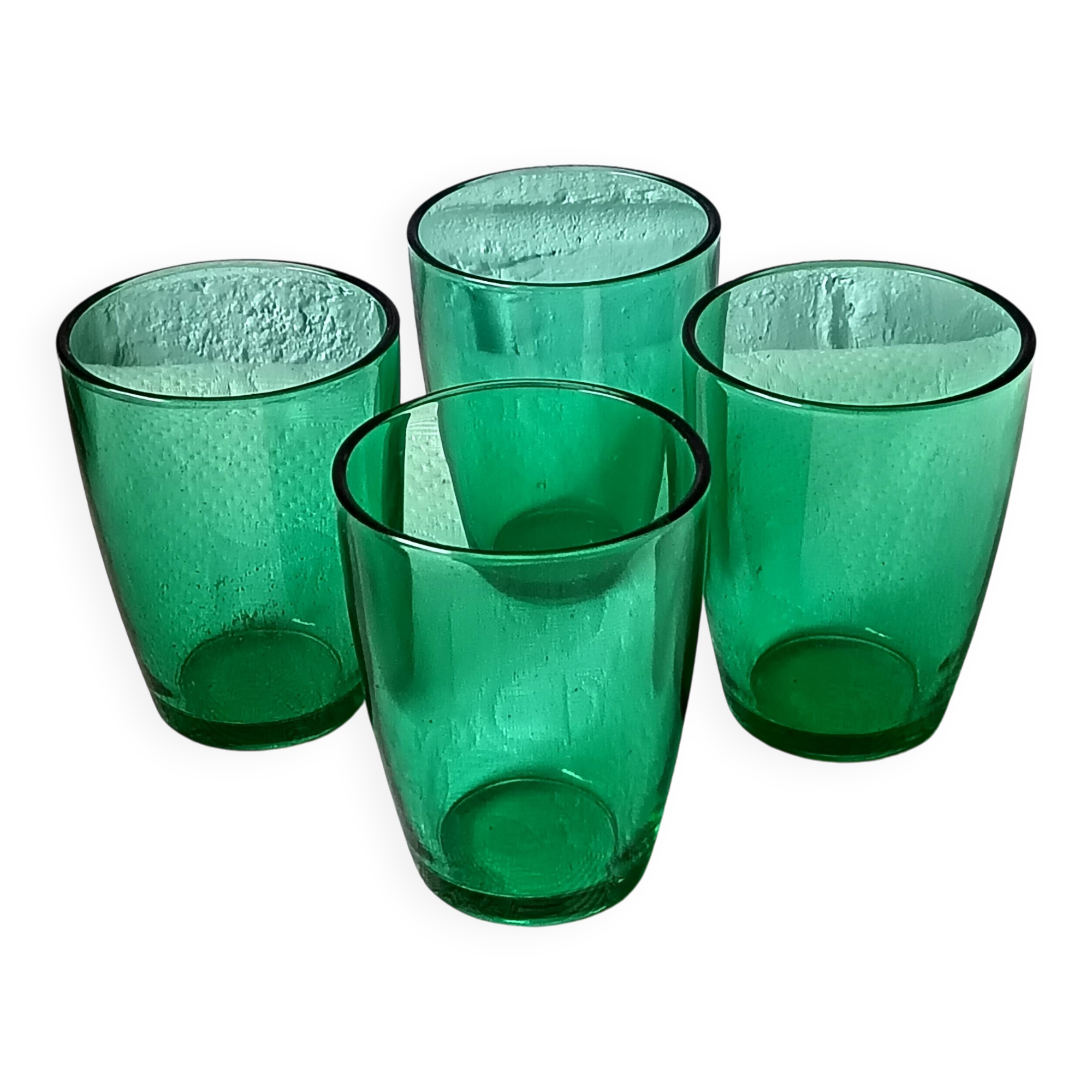 4 glasses 19 cl Retro emerald green tempered glass Arcoroc France