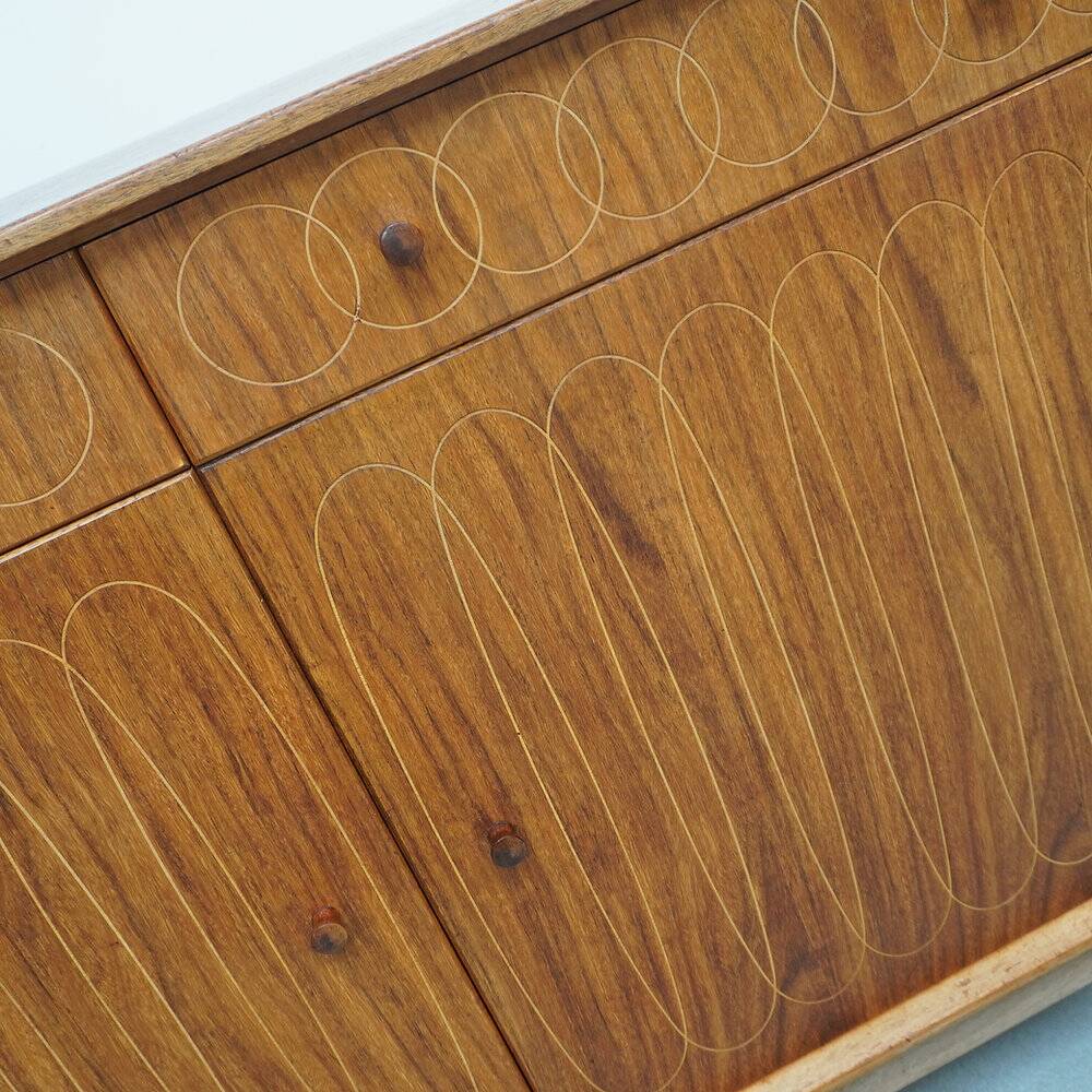 Mahogany and Indian laurel wood sideboard by Gordon Russel, 1953
