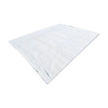 Off-White Striped Oversize Vintage Kilim Living Room Rug, 306x380 Cm