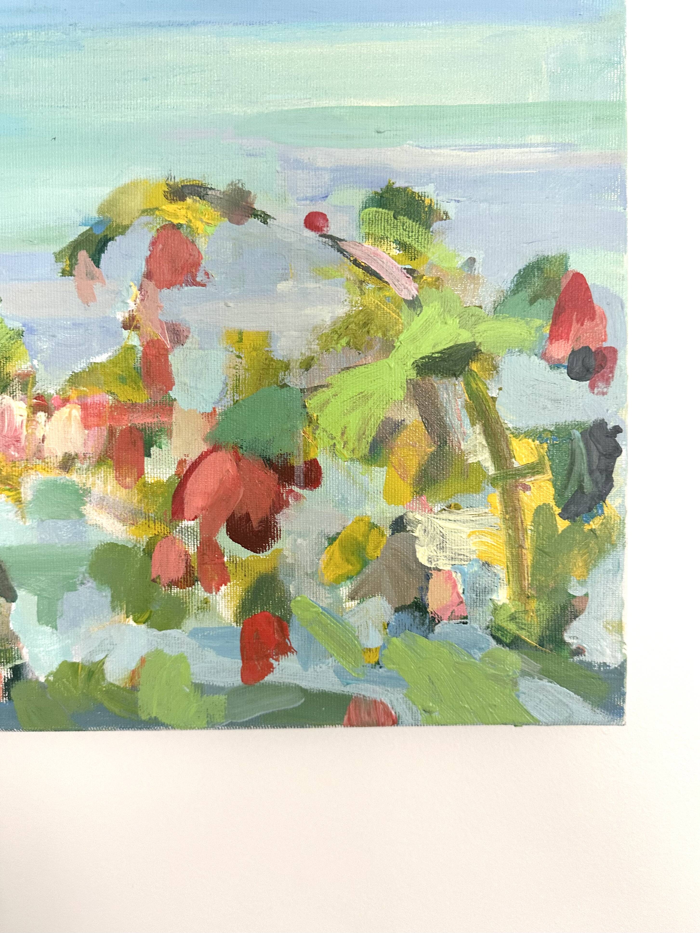Huile sur toile paysage de port fleuri