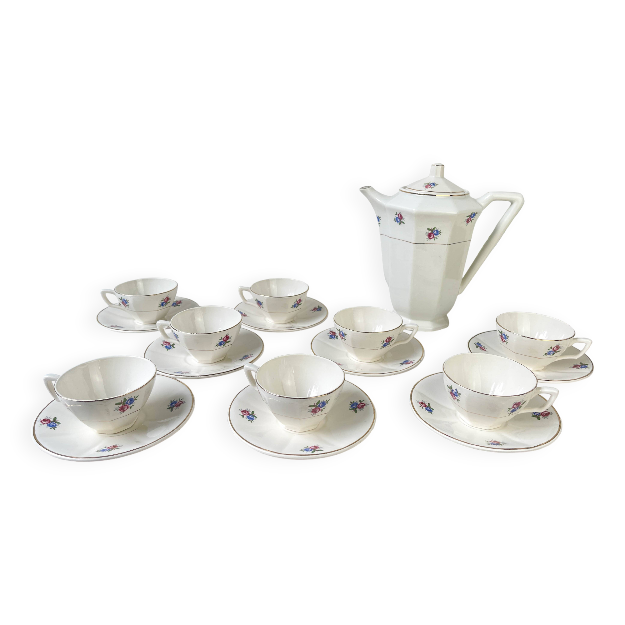 Vintage floral porcelain tea set DIGOIN SARREGUEMINES