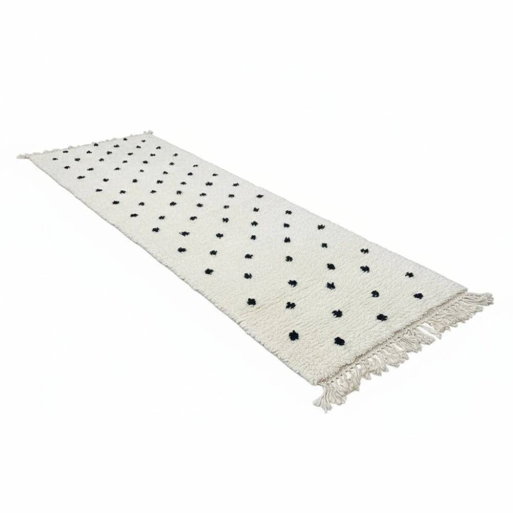 Berber hallway rug with black dots in wool
