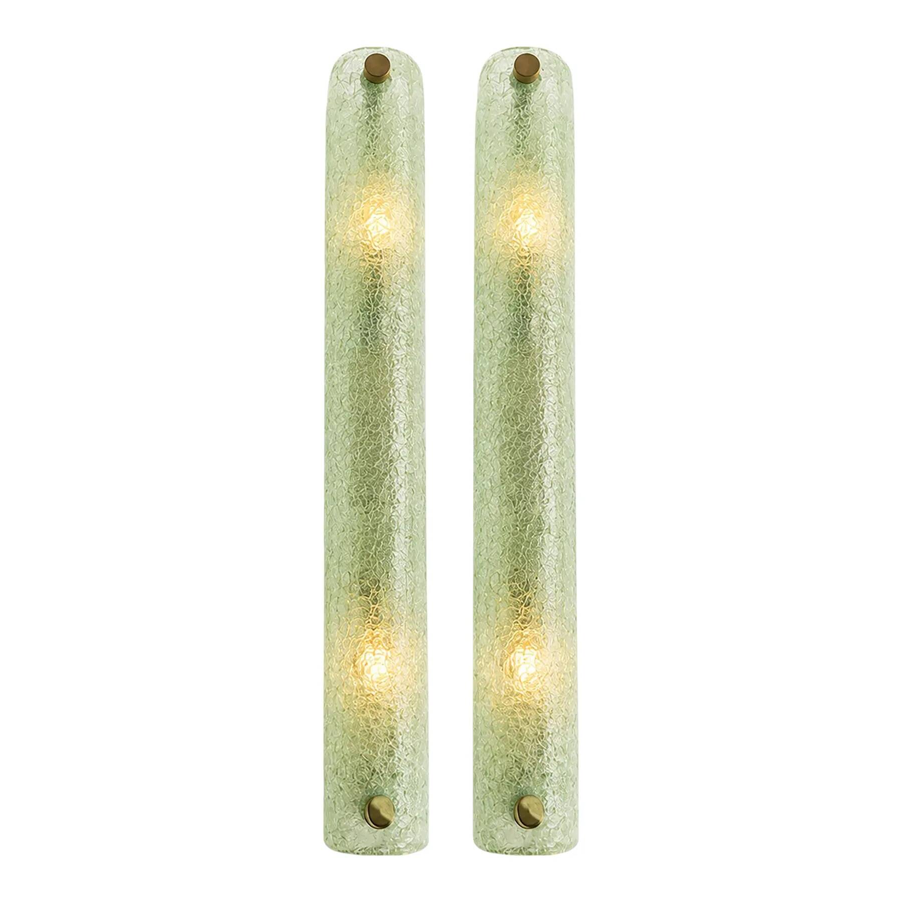Contemporary Modern Green Graniglia ”Canalina" Murano Glass Wall Sconce-Set