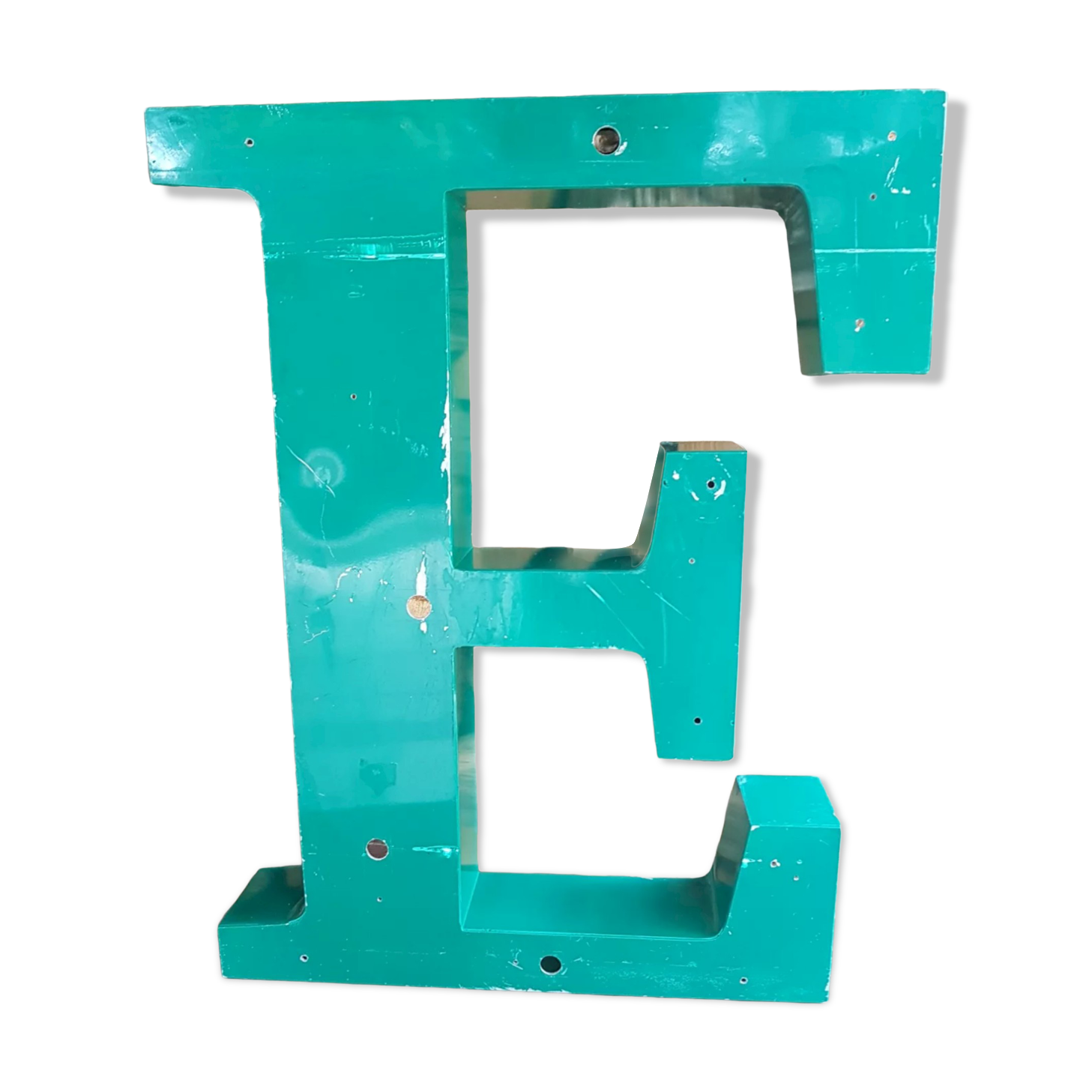 Large sign letter "E" metal