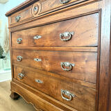 Louis-Philippe walnut commode with marble top and pediment mirror –