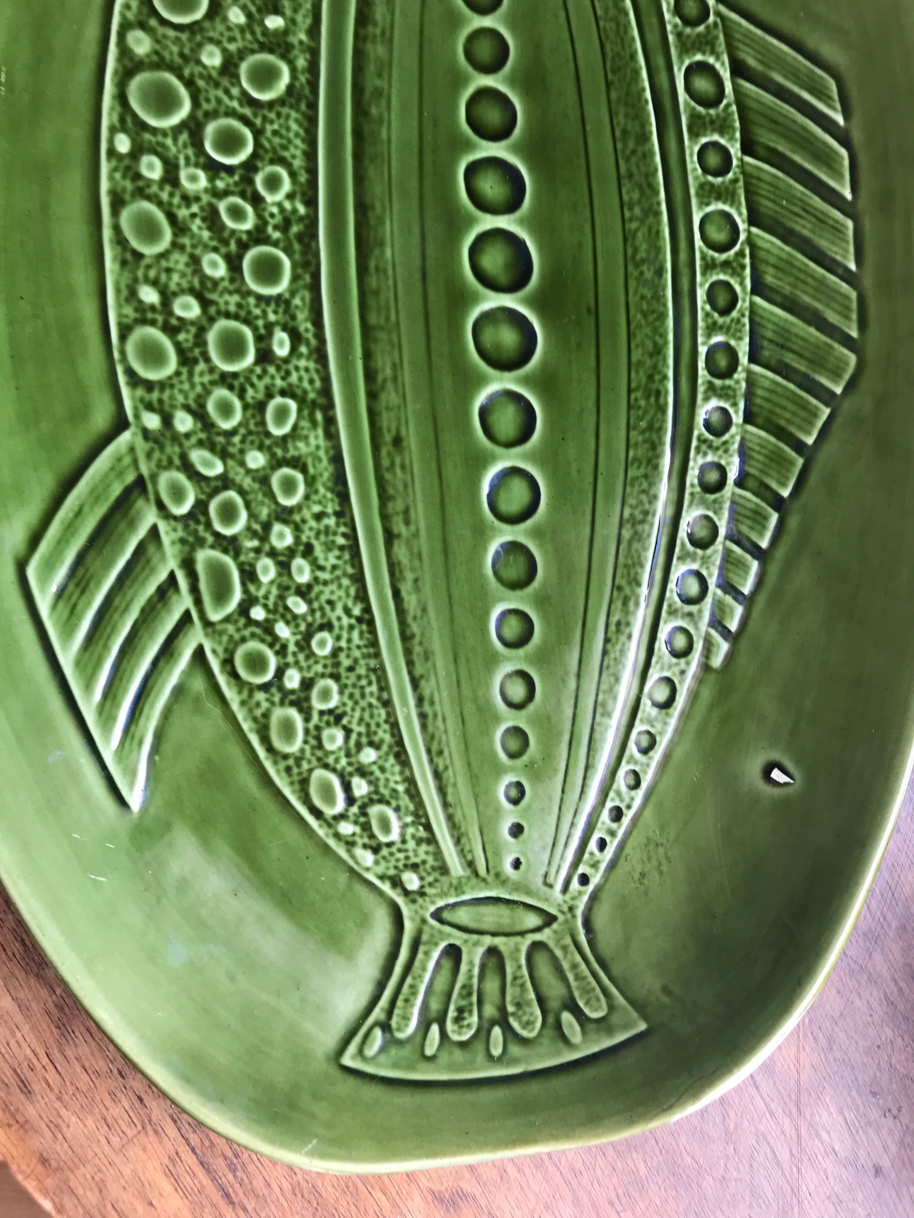 Vintage Longchamp green fish dish