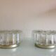 Paire de plafonniers ronds en verre structuré / vintage  années 60-70