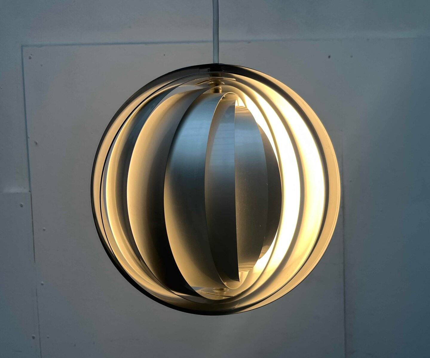 Mid-century modern moon pendant lamp from East Germany by Verner Panton for Erjoka, 1960s.