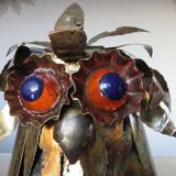 Owl in 1970s brutalist plate