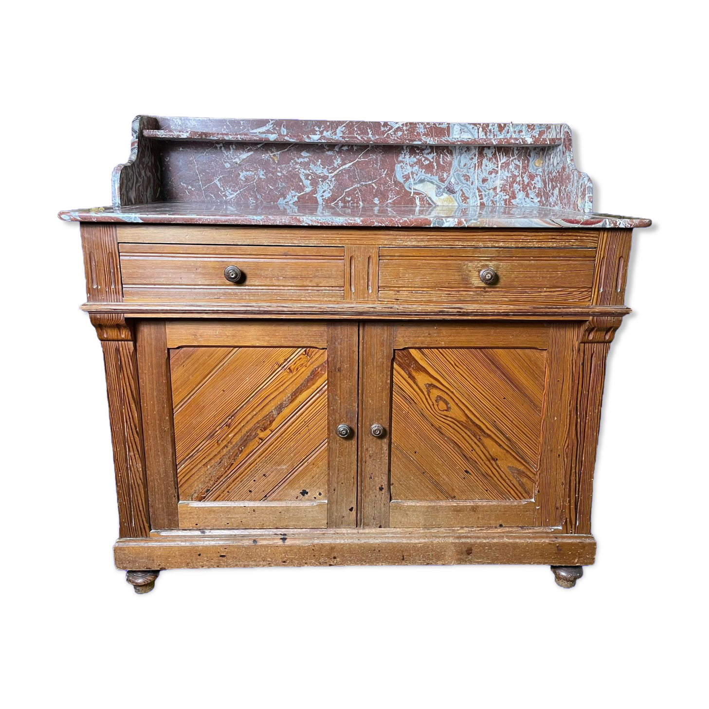 Bathroom cabinet in fir and marble