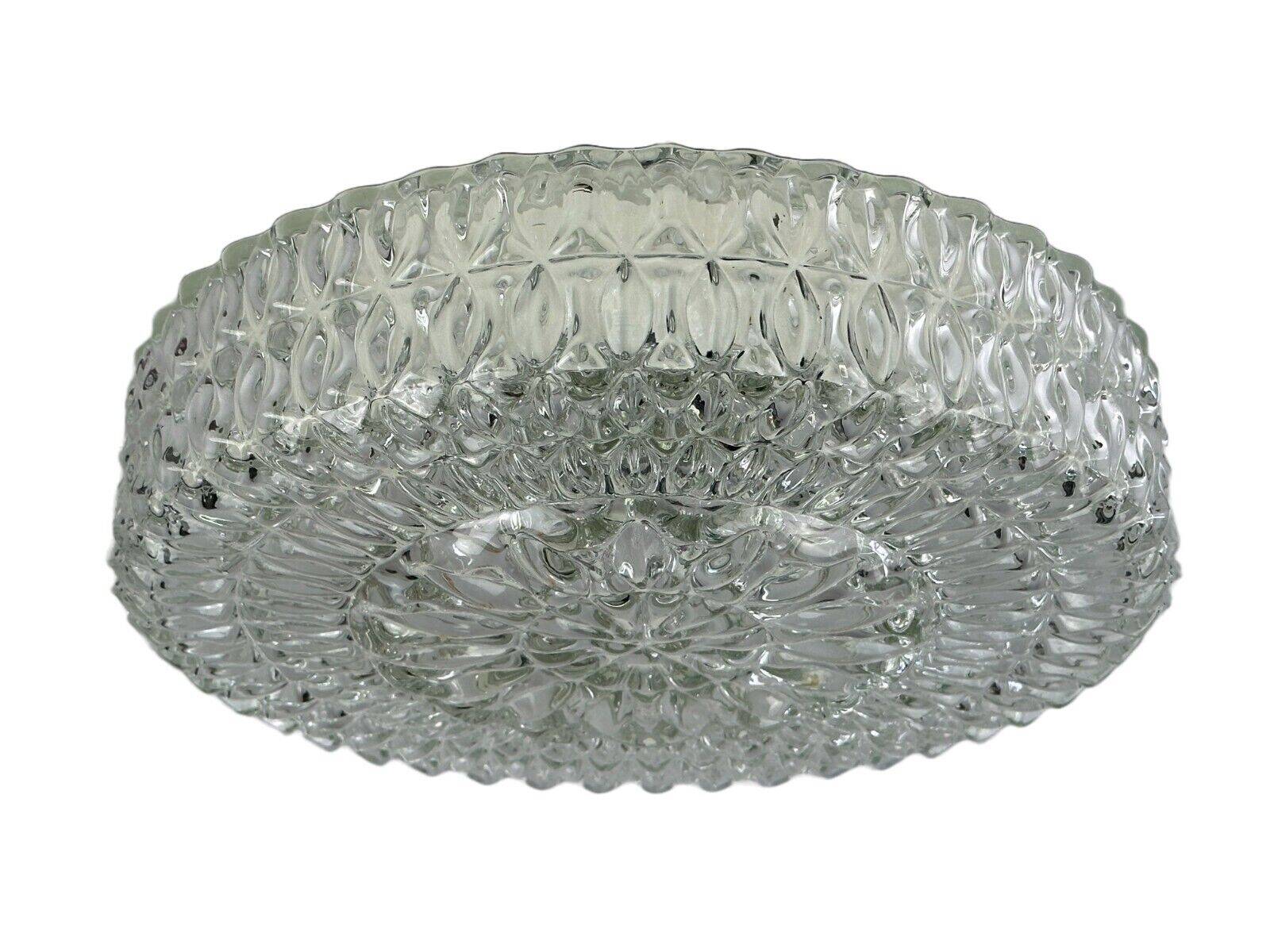 60s 70s ceiling lamp Hustadt Leuchten Germany Plafoniere glass & metal