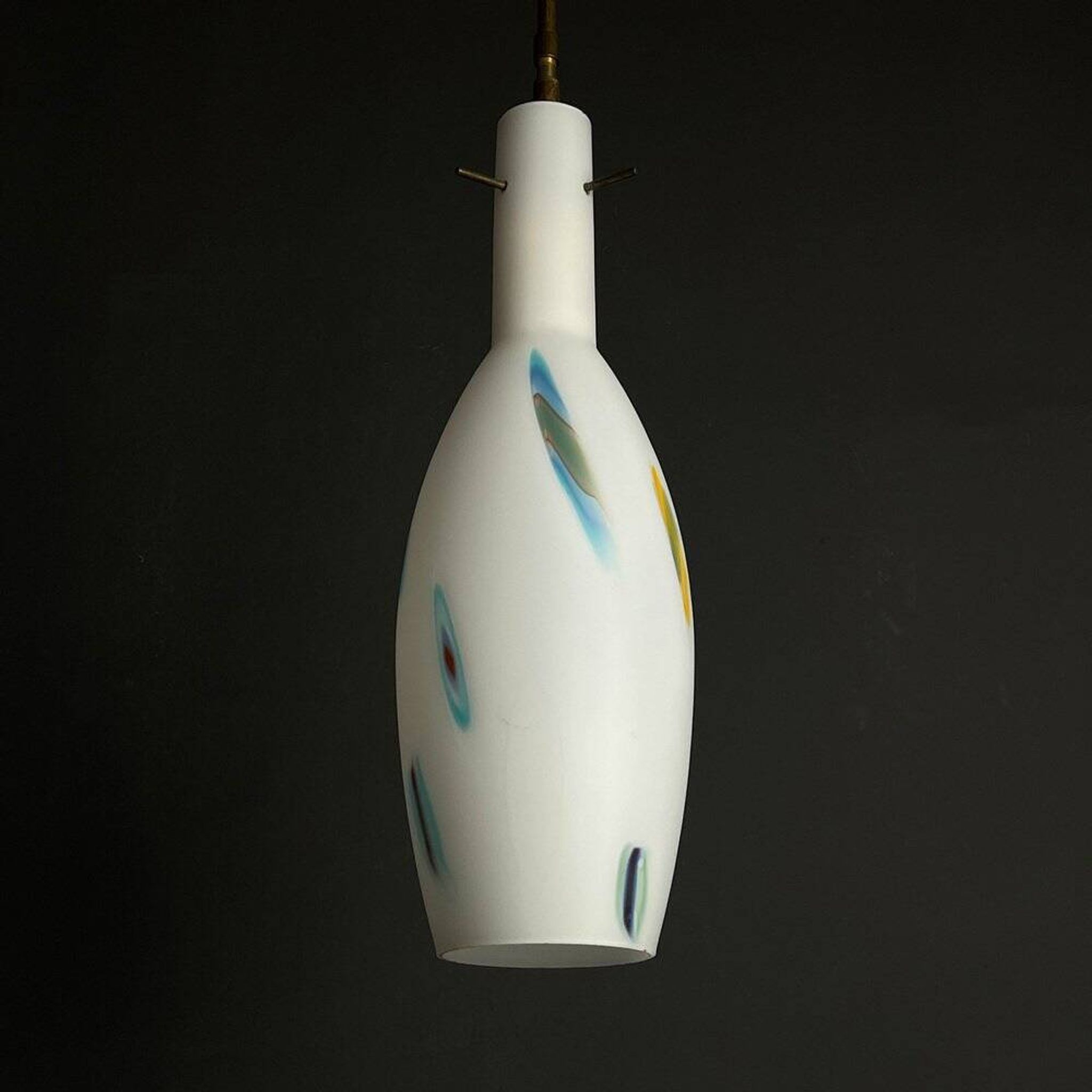 Mid-century multicoloured opaline Murano glass pendant lamp by Stilnovo, Italy, 1950s.