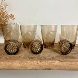 7 small vintage smoked glasses