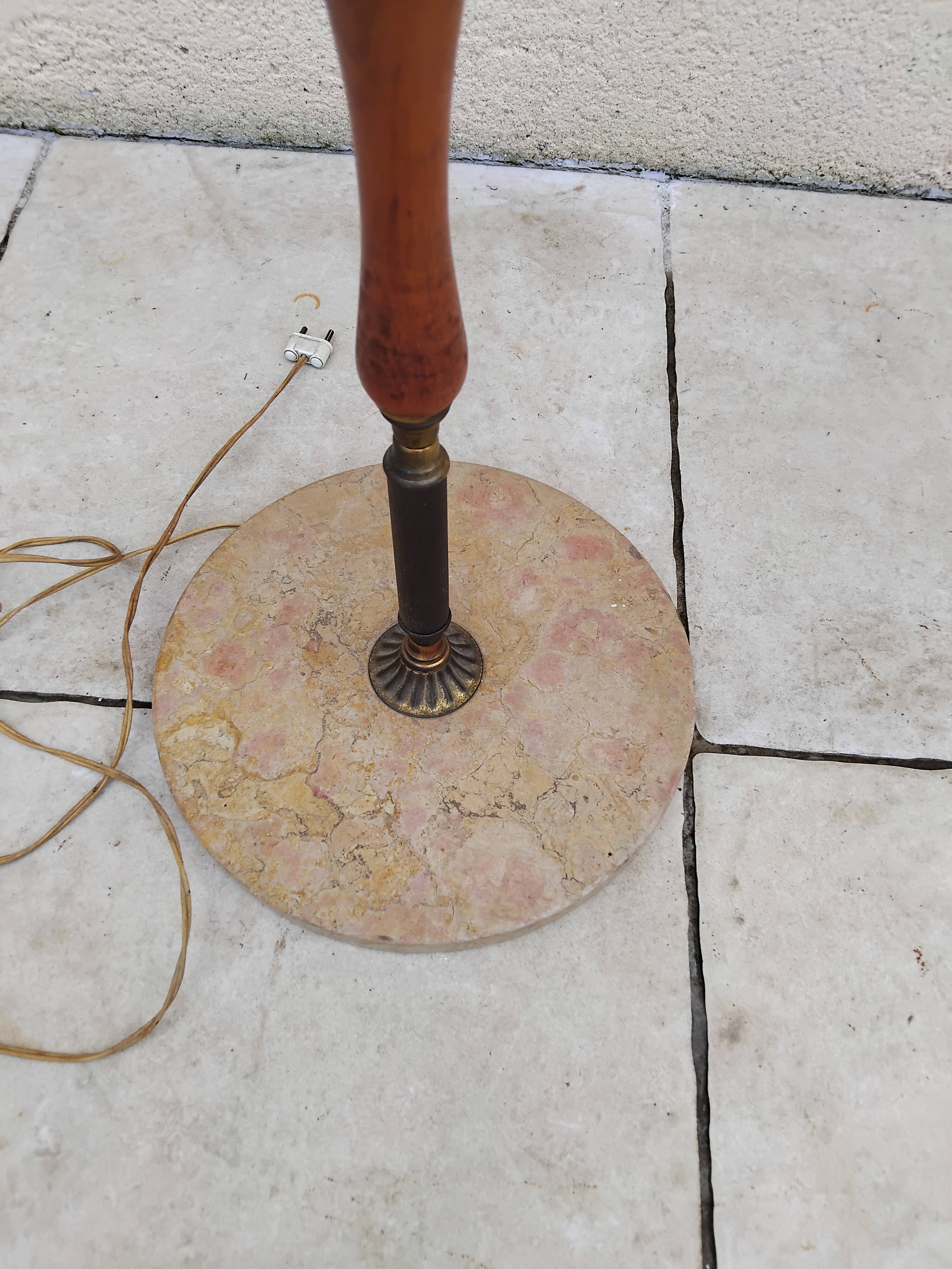 Lampadaire vintage marbre tissu année 50