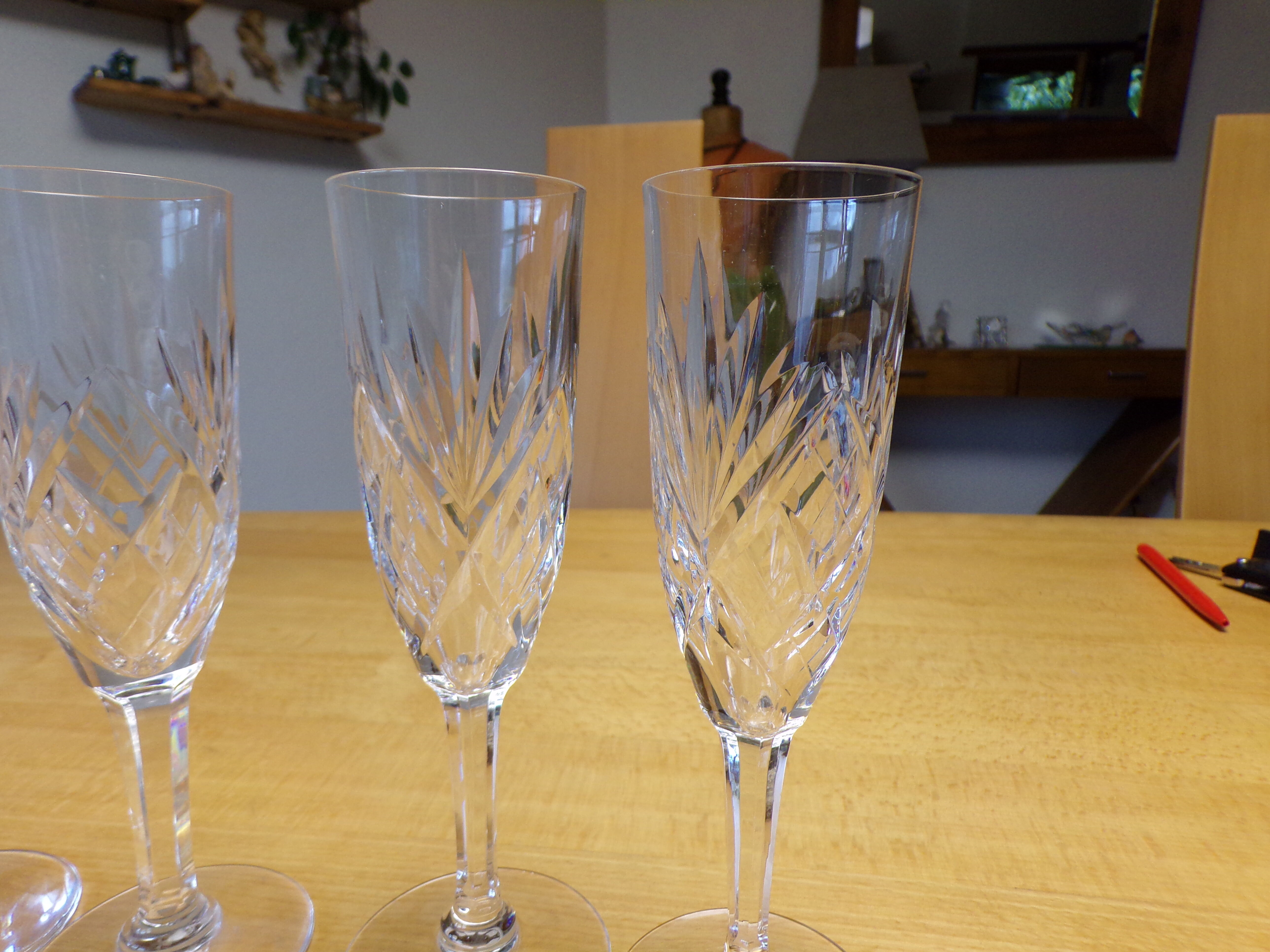 4 flutes à champagne en cristal de Saint louis modele Chantilly