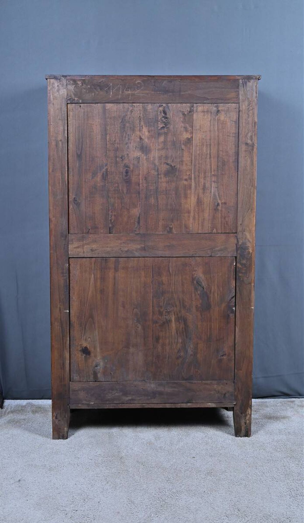 Showcase in precious wood marquetry, Louis XV Transition style.
