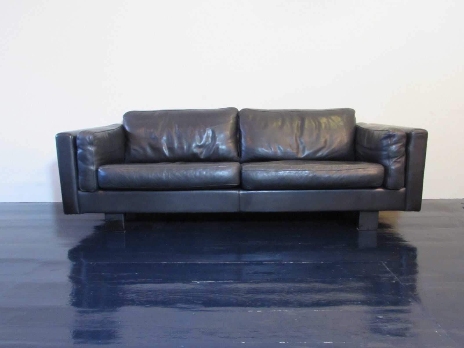 Black leather sofa from Denmark