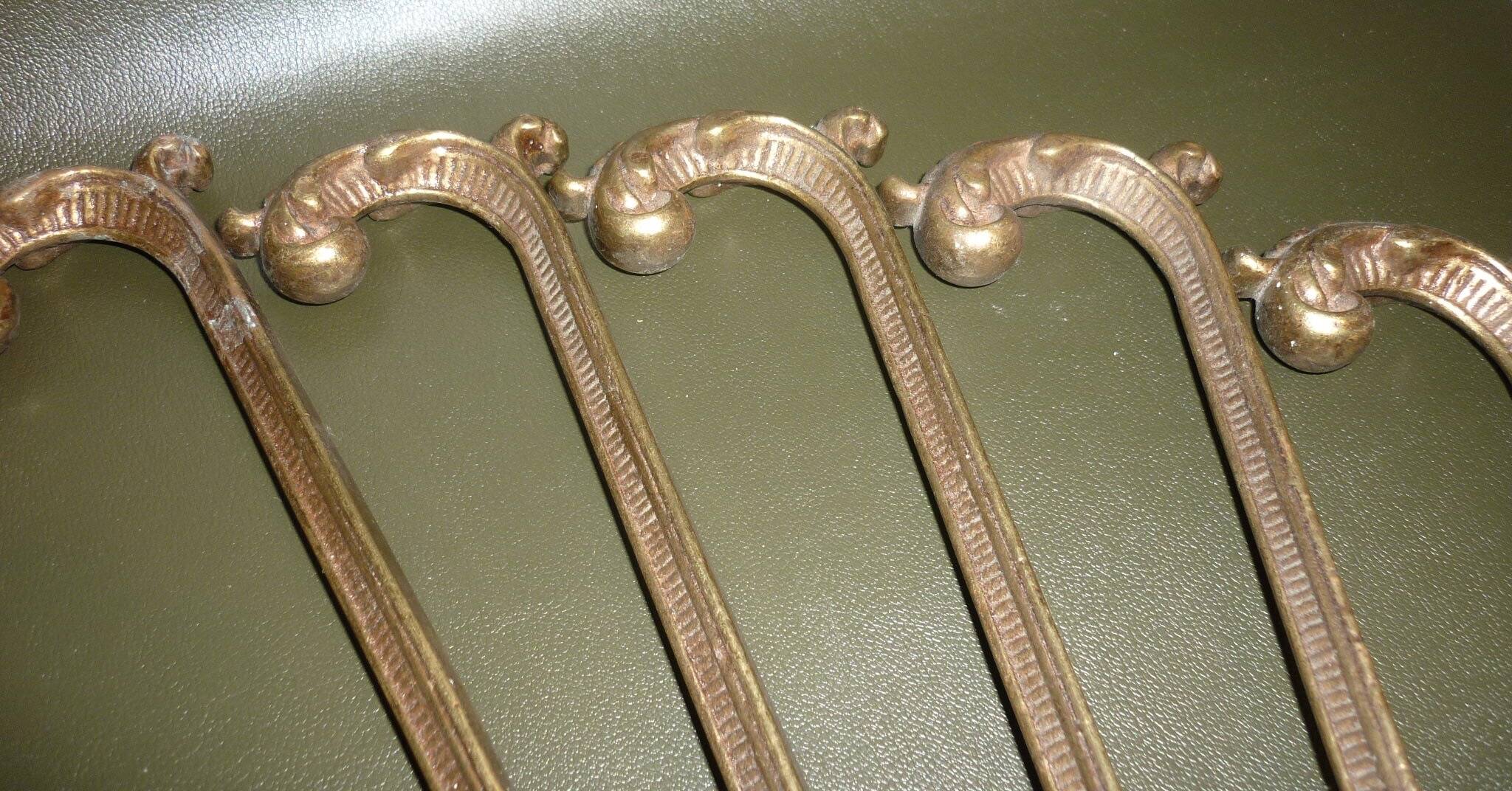 Pairs of 2 old brass tieback hooks