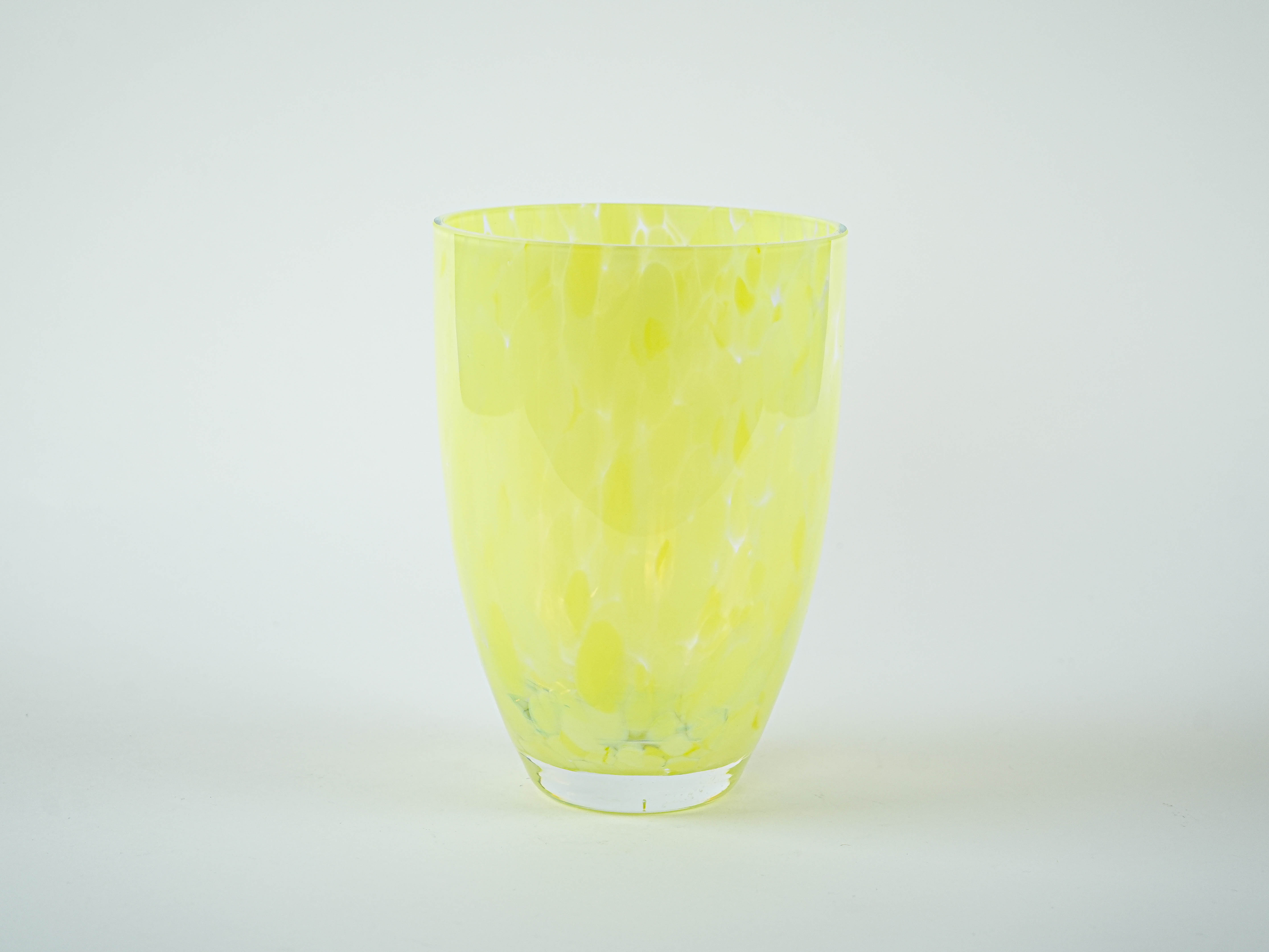 Lemon-coloured glass vase, Danish design, 1970s, made in Denmark