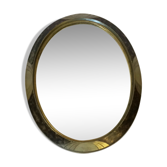 French wood art deco oval mirror 45x36cm