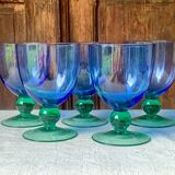5 vintage Ålhens green and blue blown glasses