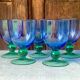 5 verres soufflés verts et bleus Ålhens vintage