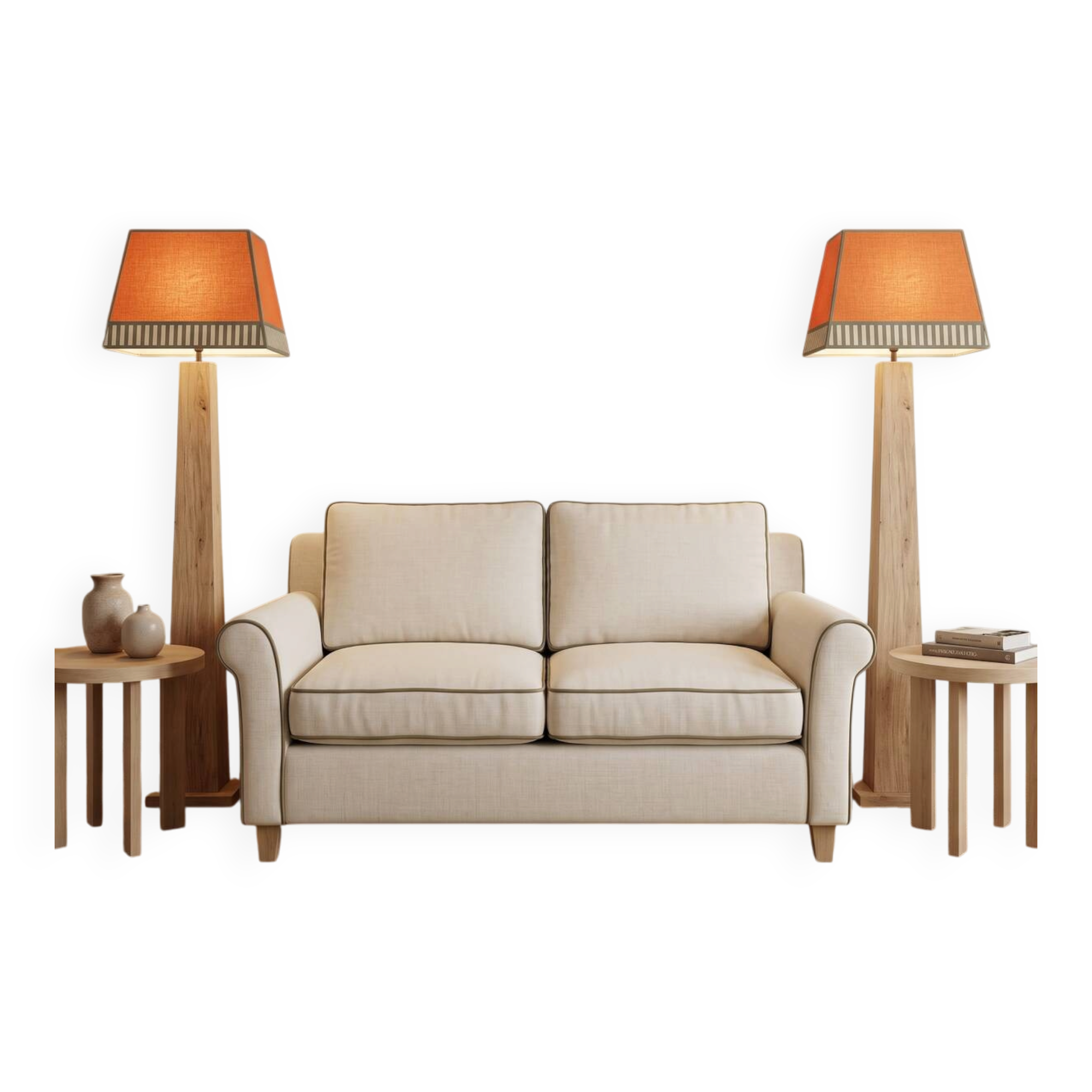 Abat-jour rectangulaire orange et kaki