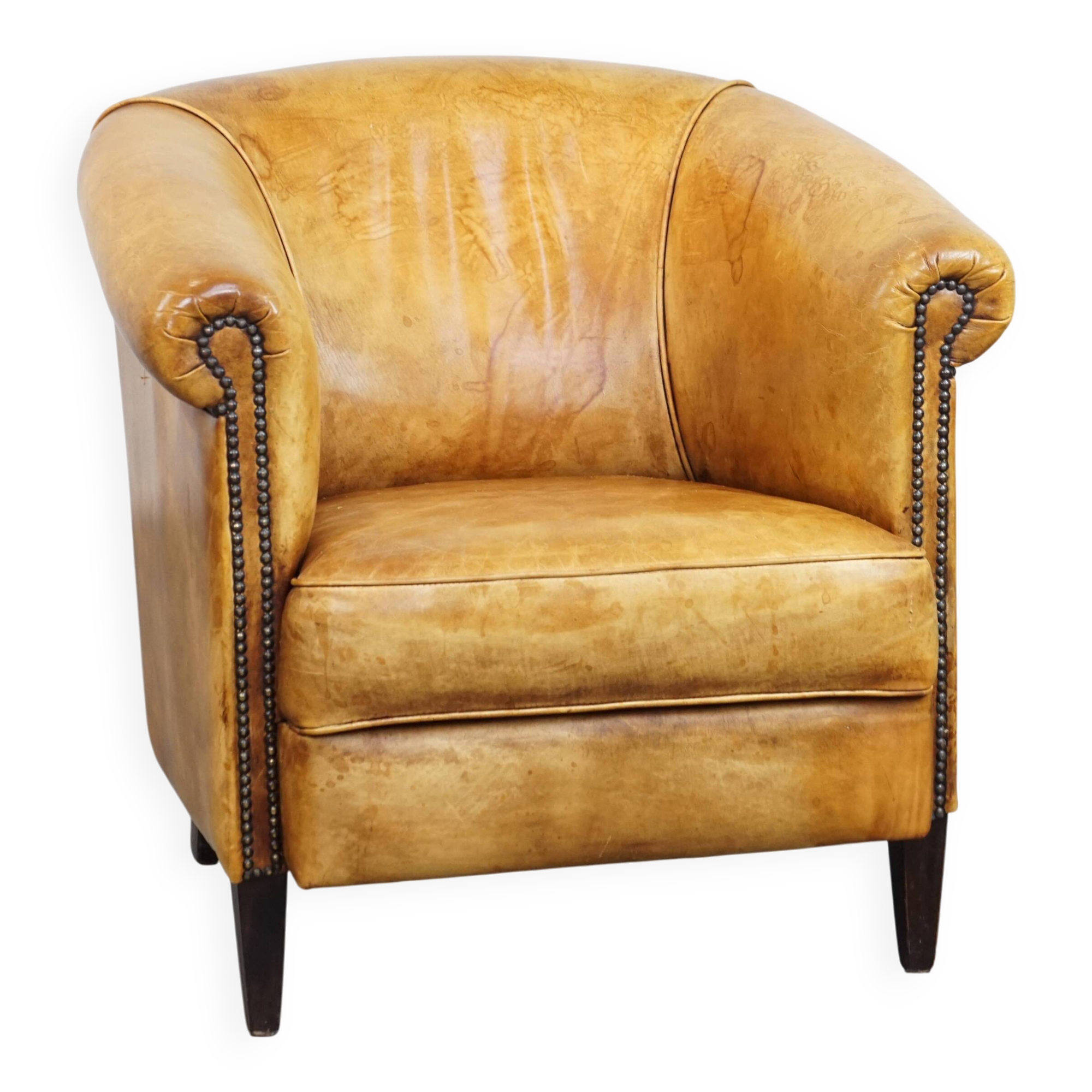 Cow leather English style club chair