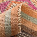 3x10 Vintage Pink & Orange Turkish Runner Rug, 88x323Cm