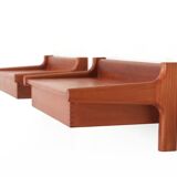 Set of 2 floating teak bedside tables by Borge Mogensen