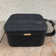 Black leather hat box