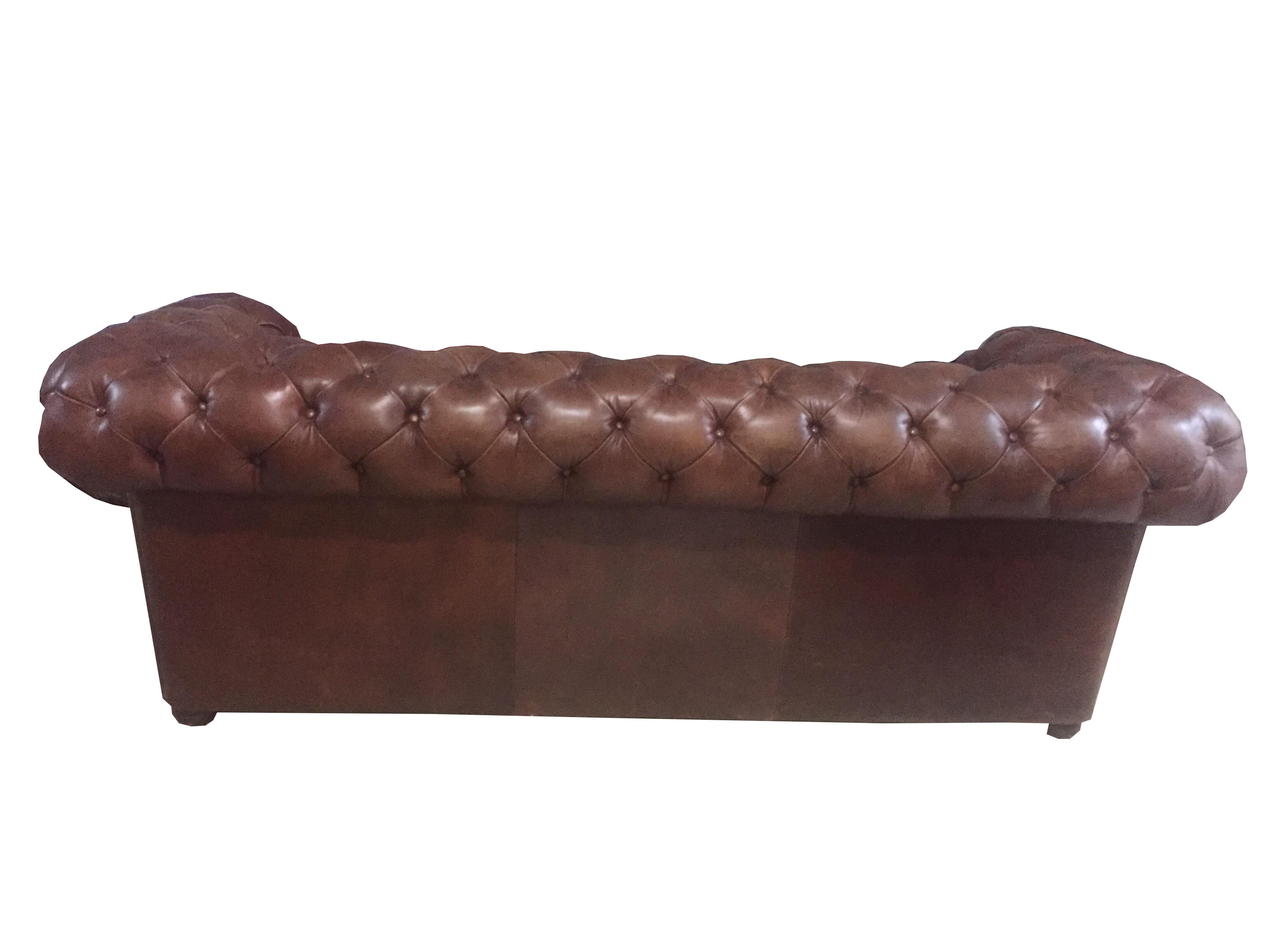 Chesterfield style sofa in vintage brown leather