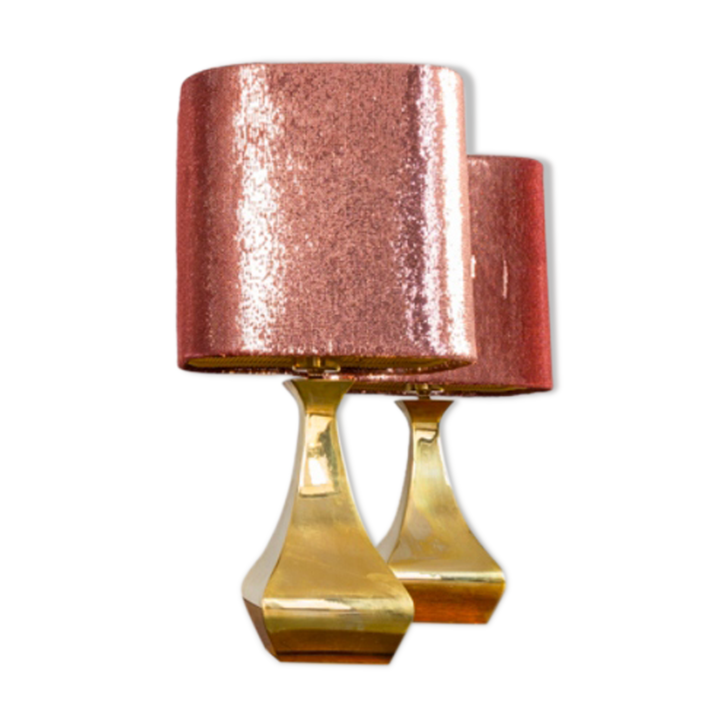 Pair of table lamps and pillow montagna 70s vintage modern antiques