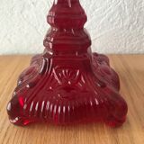 Red molded glass candlestick