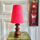 Turned wood lamp with vintage cone shade