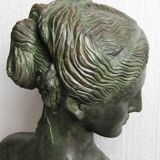 "Aphrodite" patinated stucco bust original sculpture signed LE CANN, French listed